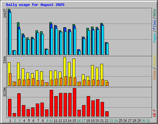Daily usage for August 2025